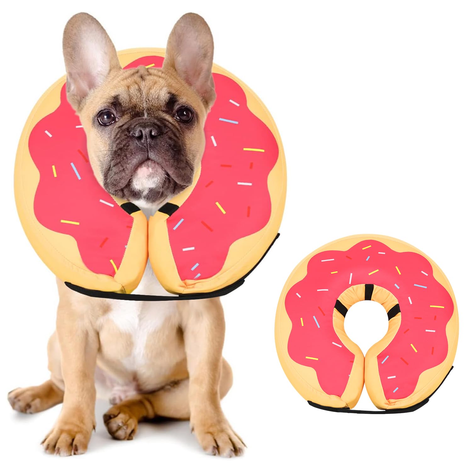 'MIDOG Dog Cones for Large Dogs, Cone for Dogs After Surgery, Soft Protective Recovery Donut Collar for Dogs to Prevent Touching Stitches, Wounds, and Rashes, Does Not Block Vision E-Collar. -Red,M