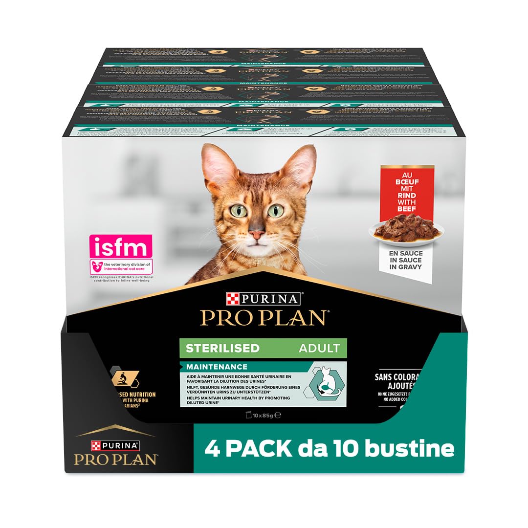 Purina Pro Plan Sterilised Mantainance Cibo Umido per Gatti Sterilizzati Pezzettini in Salsa Pollo, 40 Bustine da 85g