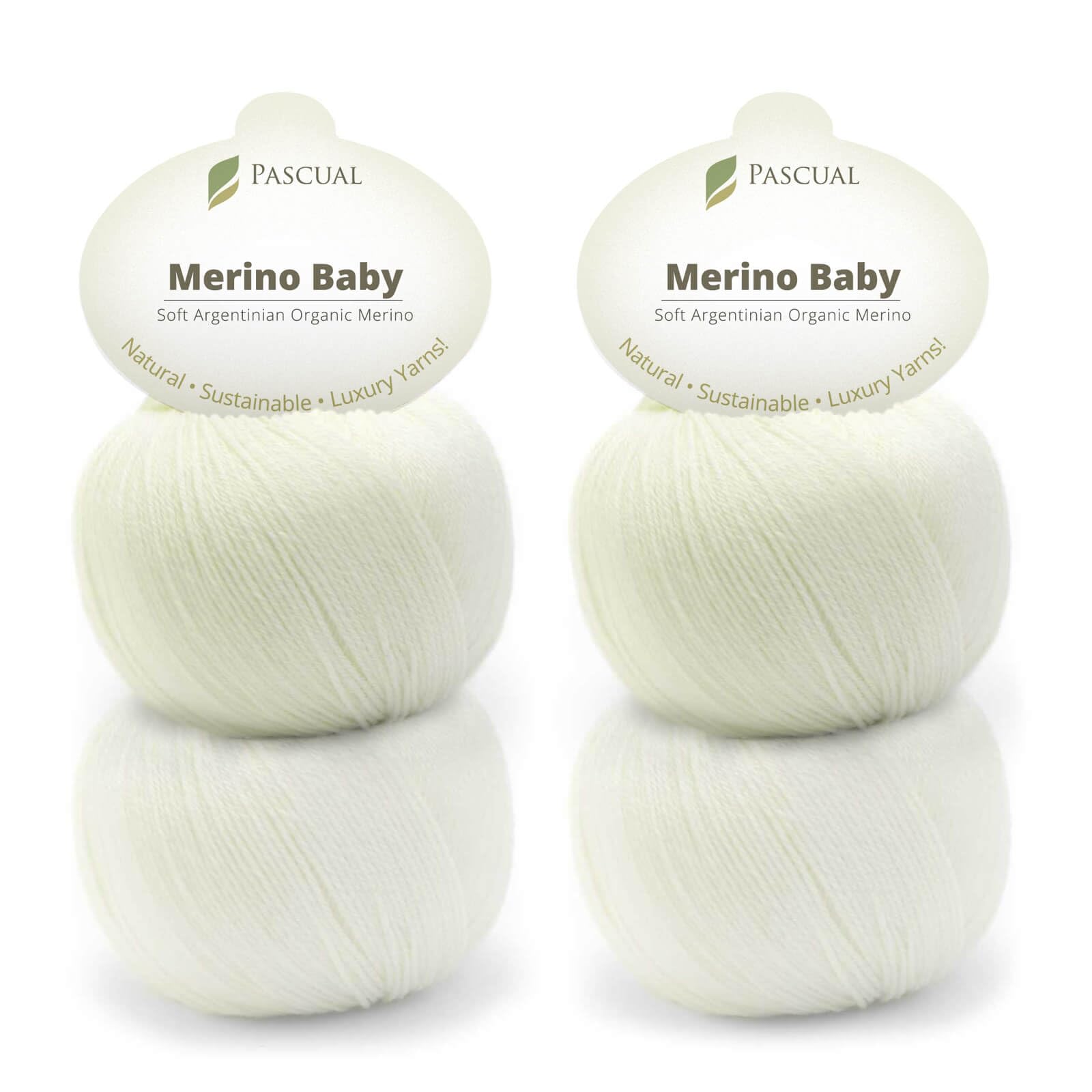 PASCUALI Merino Baby|Strickwolle aus 100% Schurwolle aus Merino, Merinowolle zum Stricken und Häkeln, SET: 4 Knäuel - 200 g, Farbe: Natur 304
