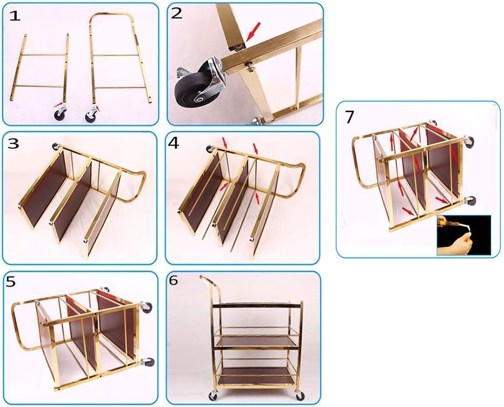 Storage Rack Serving Trolley Kitchen Trolley Island Trolley Metal Frame Rolling 3 Shelves Shelves Railings with Lock Wheel Unit Organizer,A,74 x 45 x 88 cm,B-74 x 45 x 88 CM