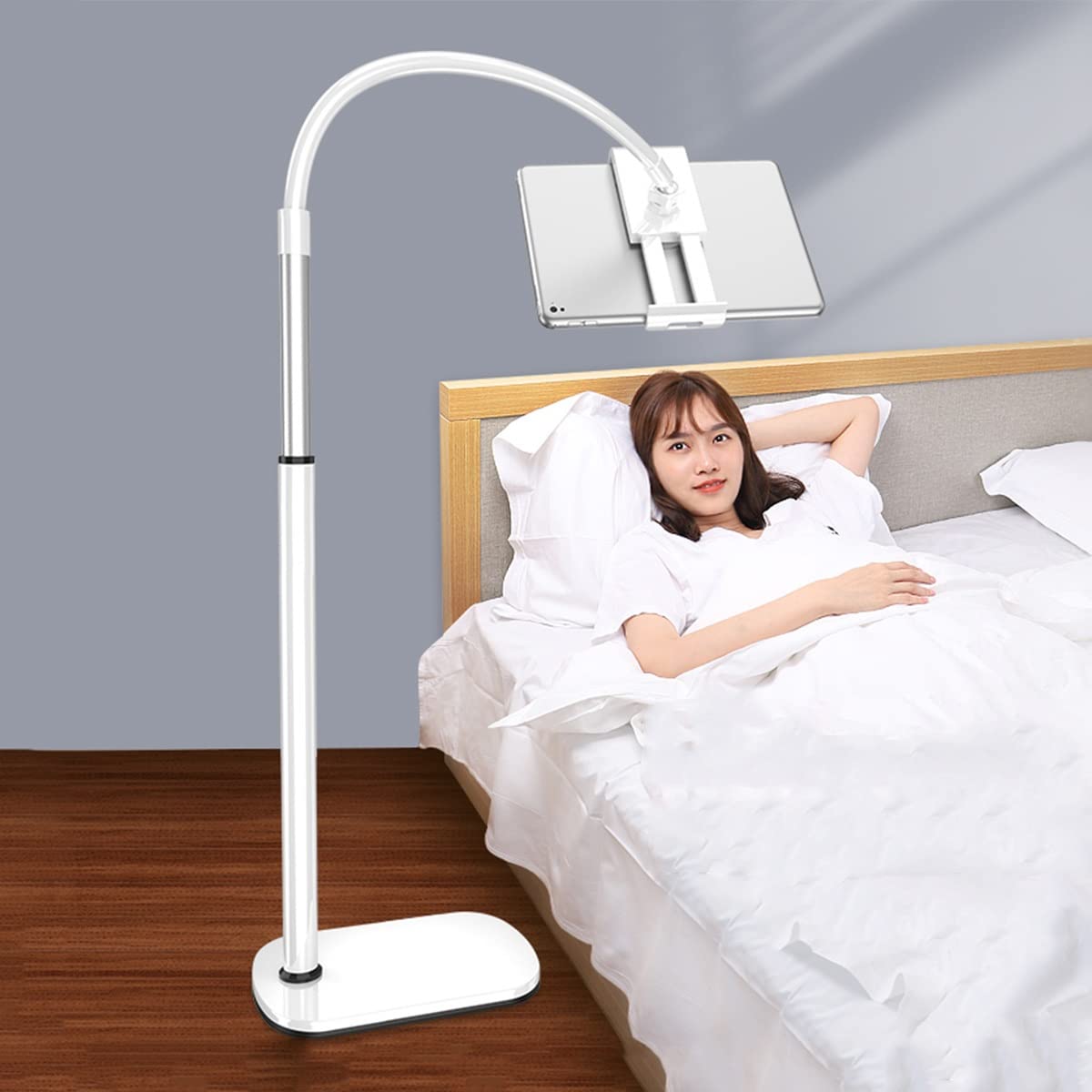 BKHsgDXJ Phone stand For Bed Adjustable Universal Tablet Holder with Flexible Arms for Standing Sitting Lying Down Use(White,1.8M)