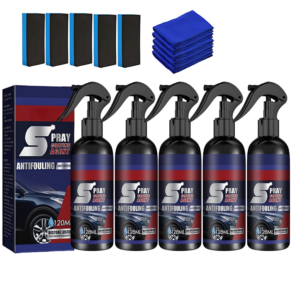 5 Pack Multi-Functional Coating Renewal Agent, 2026 Upgrade Coating Agent Spray for Vehicles, High Protection Quick Car Coating Spray, Car Scratch