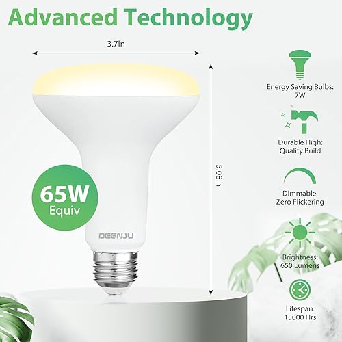 Miniatura 8 de Bombilla LED BR30, luces de inundación regulables para interiores CRI80 7 W equivalente a 65 W 2700 K, blanco suave, 650 lúmenes, bombillas