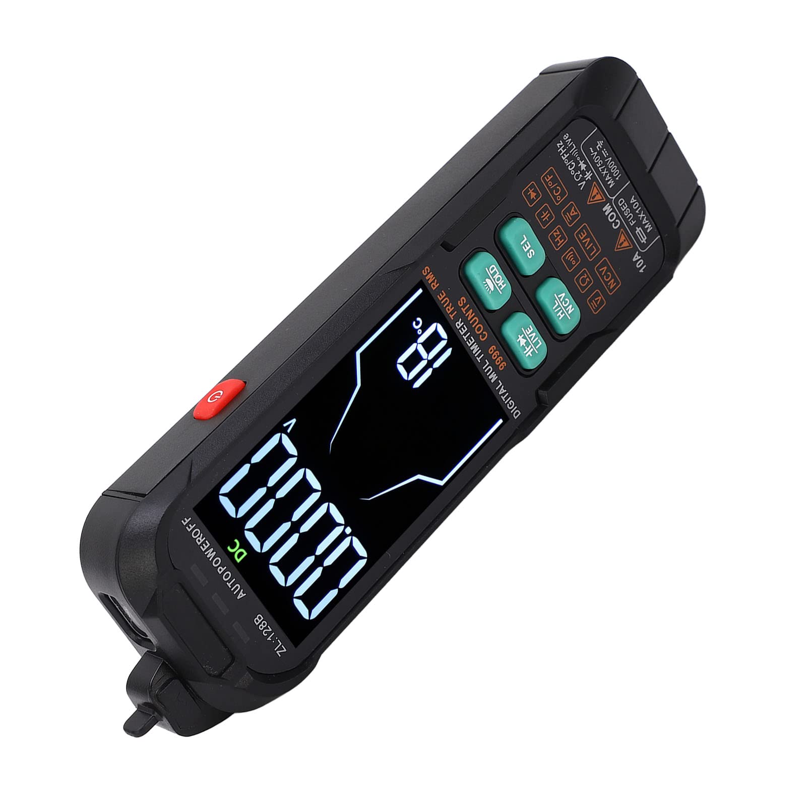 Digitales Multimeter, tragbar, großer Bildschirm mit Hintergrundbeleuchtung, 1000 mAh, Strom- und Spannungsmesser, 0–1000 V, automatischer Bereich, sichere schnelle Messung für