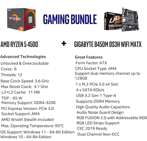 Miniatura 2 de Micro Center AMD Ryzen 7 7700X 8-Core 16 hilos de 16 hilos de procesador de escritorio desbloqueado con placa base para juegos GIGABYTE B650M DS3H