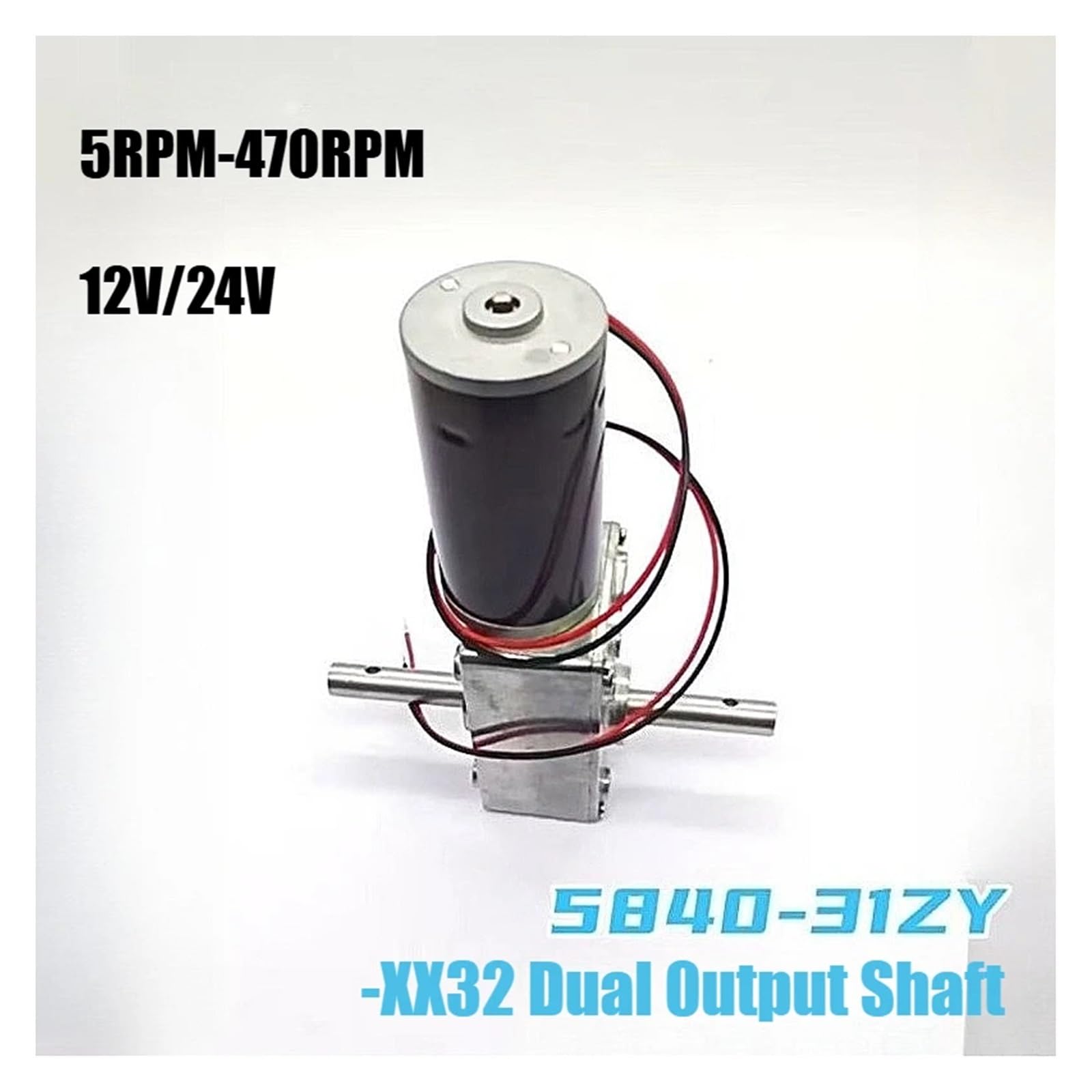 5840-31zy Motoriduttore a micro cc con ingranaggio a vite senza fine Mini motore spazzolato con albero doppio da 12 Volt 24V(5rpm,12V)