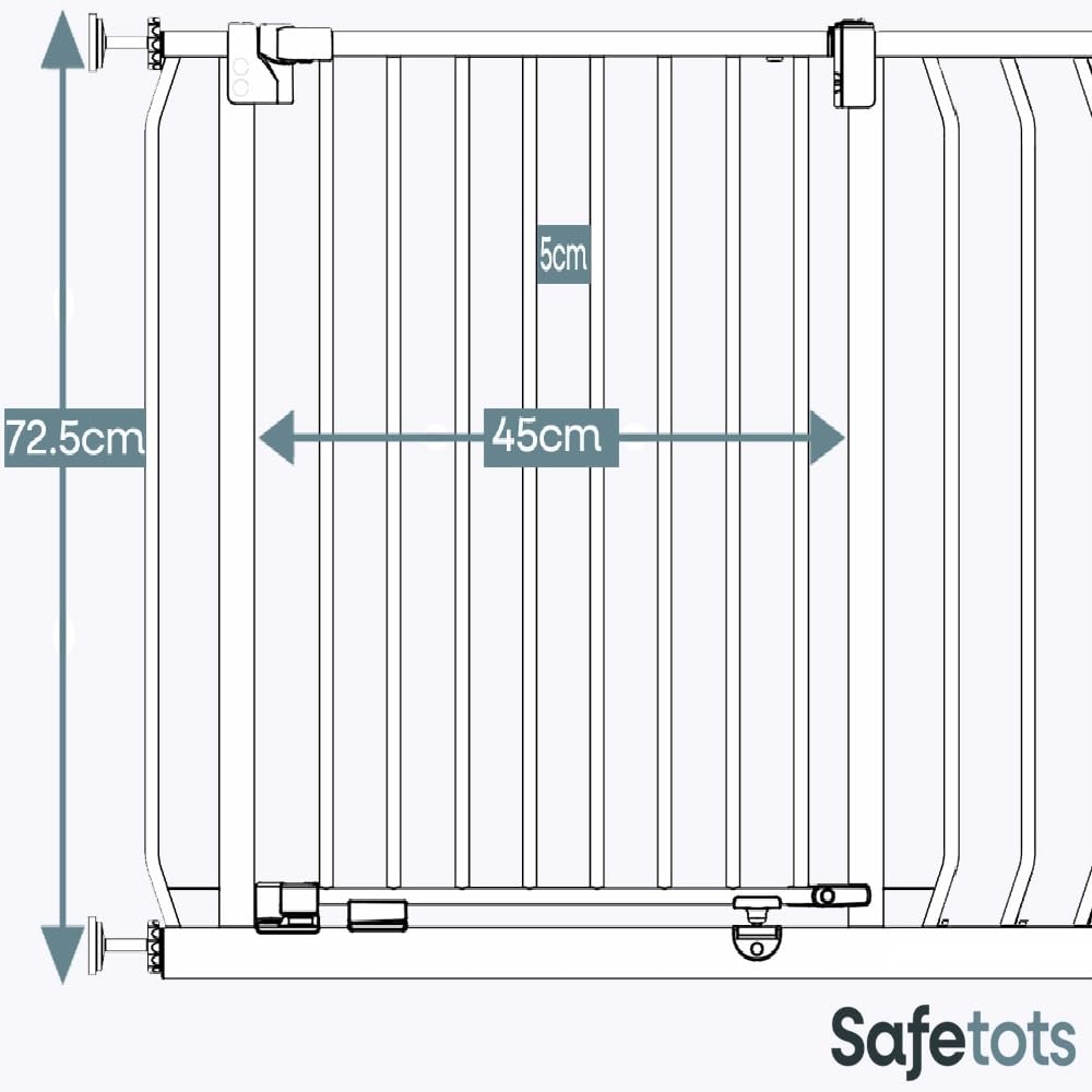 Safetots Cancelletto di Sicurezza Elite, 271cm - 280cm, Nero Opaco, Cancelletto di Sicurezza a Pressione per Scale, Cancelletto per Bambini per Porte, Barriera di Sicurezza, Installazione Facile