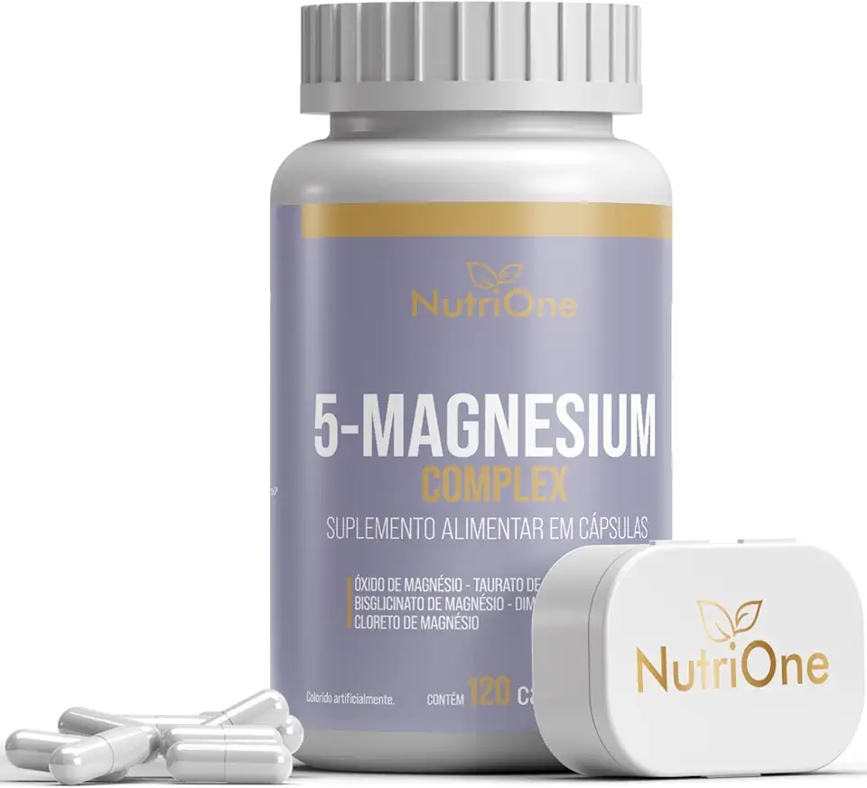 5 Magnésios Complex (Taurato, Bisglicinato, Dimalato, Cloreto e Óxido) 120 Cápsulas 350mg - Nutrione