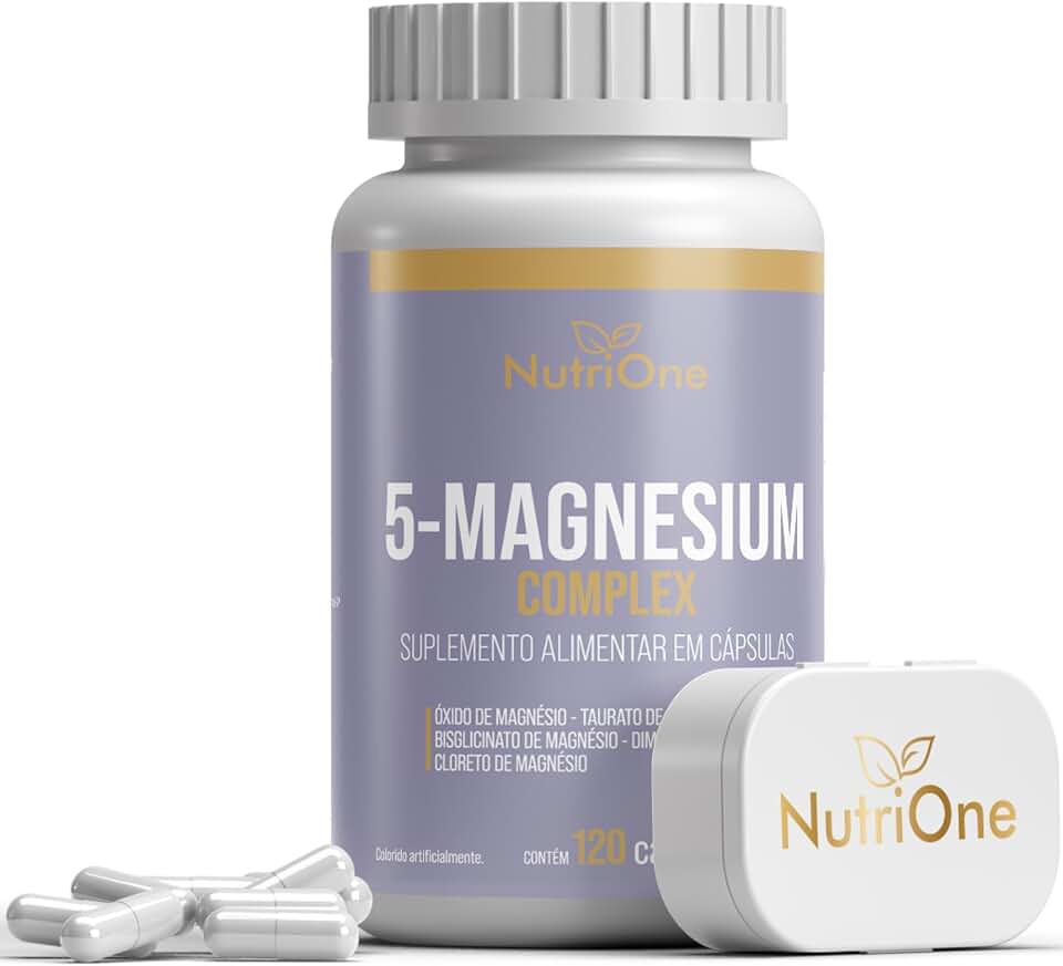 5 Magnésios Complex (Taurato, Bisglicinato, Dimalato, Cloreto e Óxido) 120 Cápsulas 350mg - Nutrione