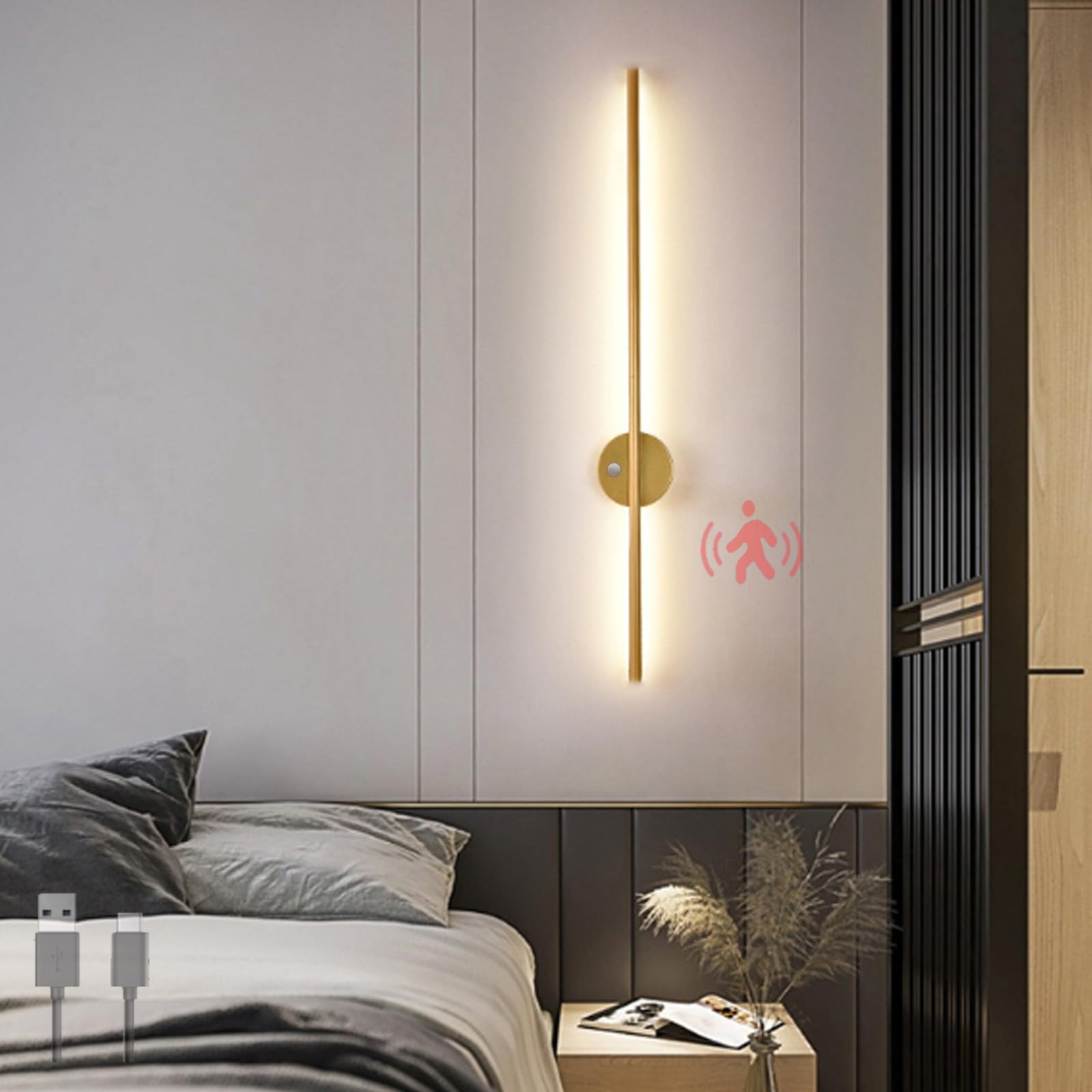 Luces de Pared con Sensor de Movimiento Lámpara LED de 100cm para Escaleras y Dormitorio Moderno 8
