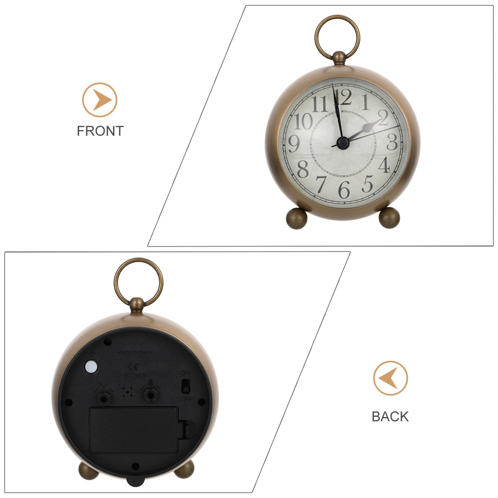 jojofuny Orologio Vintage in Ferro e Vetro con Luce Notturna, Silenzioso