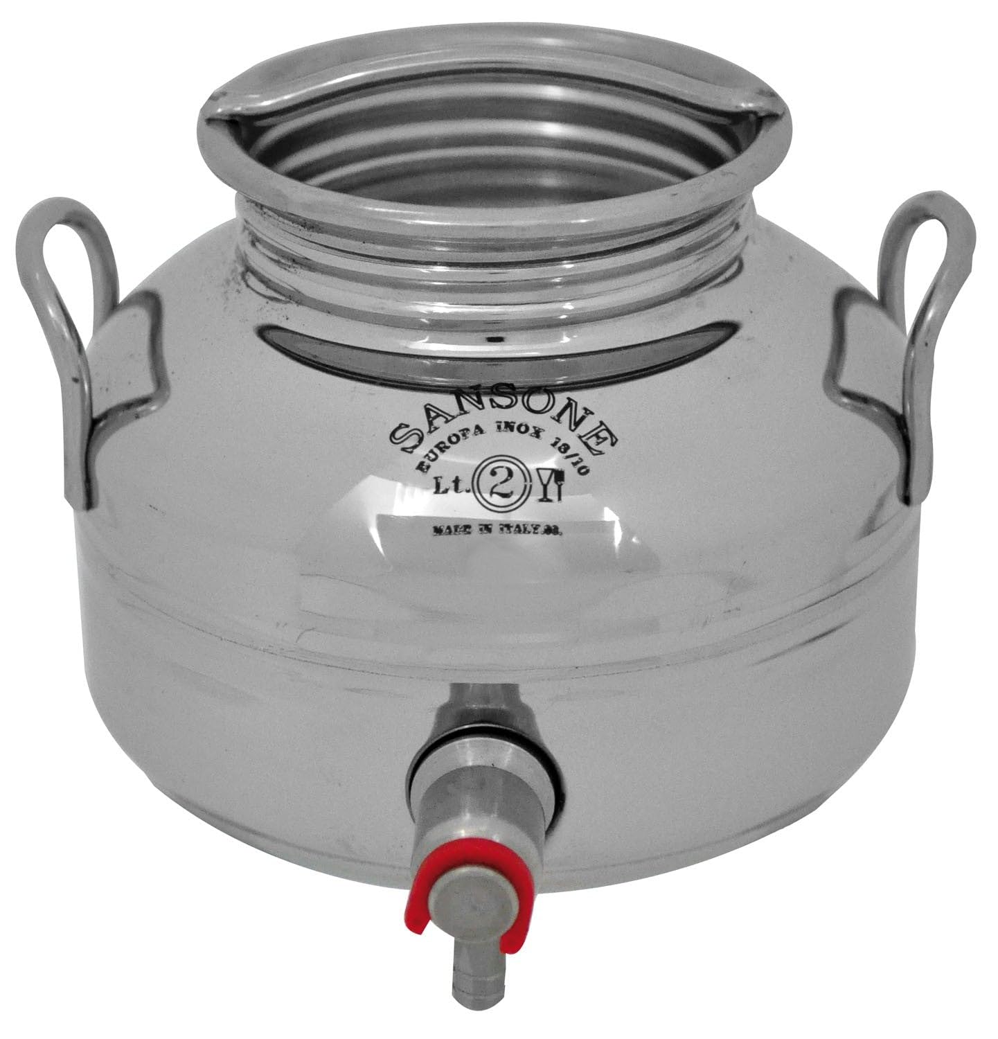 Briconess.com Bidone contenitore fusto acciaio inox per olio con supporto Sansone 2 litri