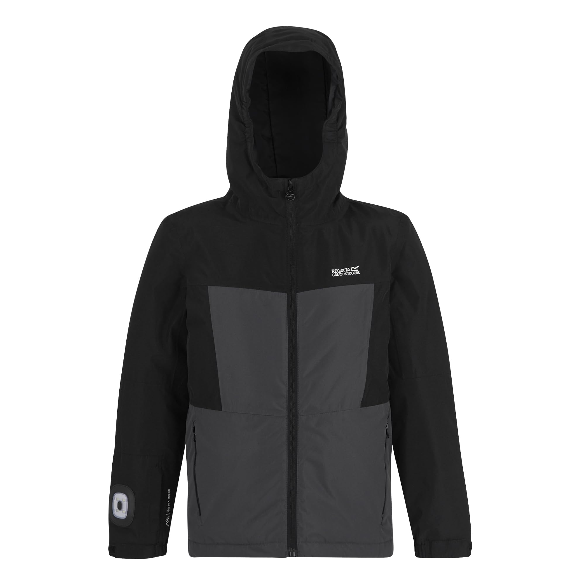 Regatta Black/Sealgr Kids Beamz Waterproof Jacket Reflective Trims Insulated Breathable Winter Coat