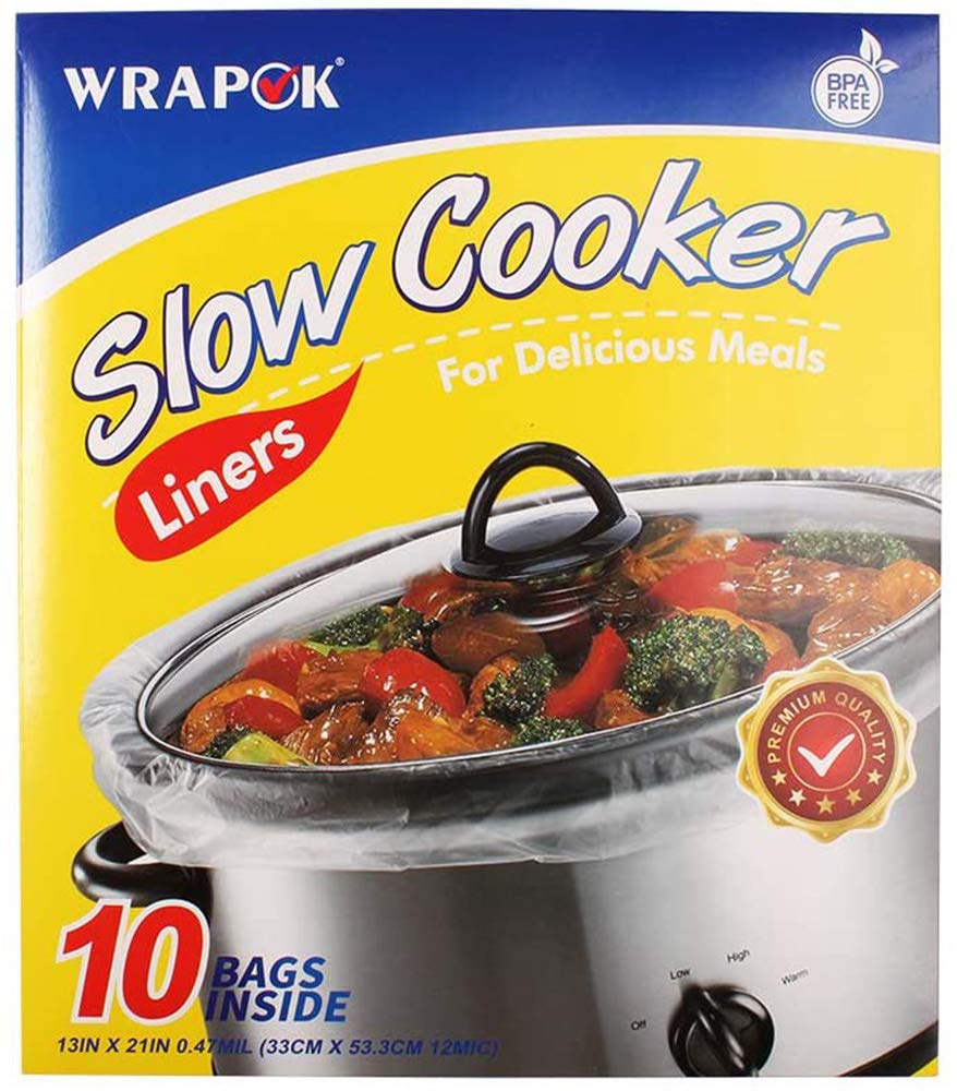WRAPOKSlow Cooker Liners Kitchen Disposable Cooking Bags BPA Free for Oval or Round Pot, Large Size 13 x 21 Inch, Fits 3 to 8.5 Quarts - 1 Pack (10 Bags Total)