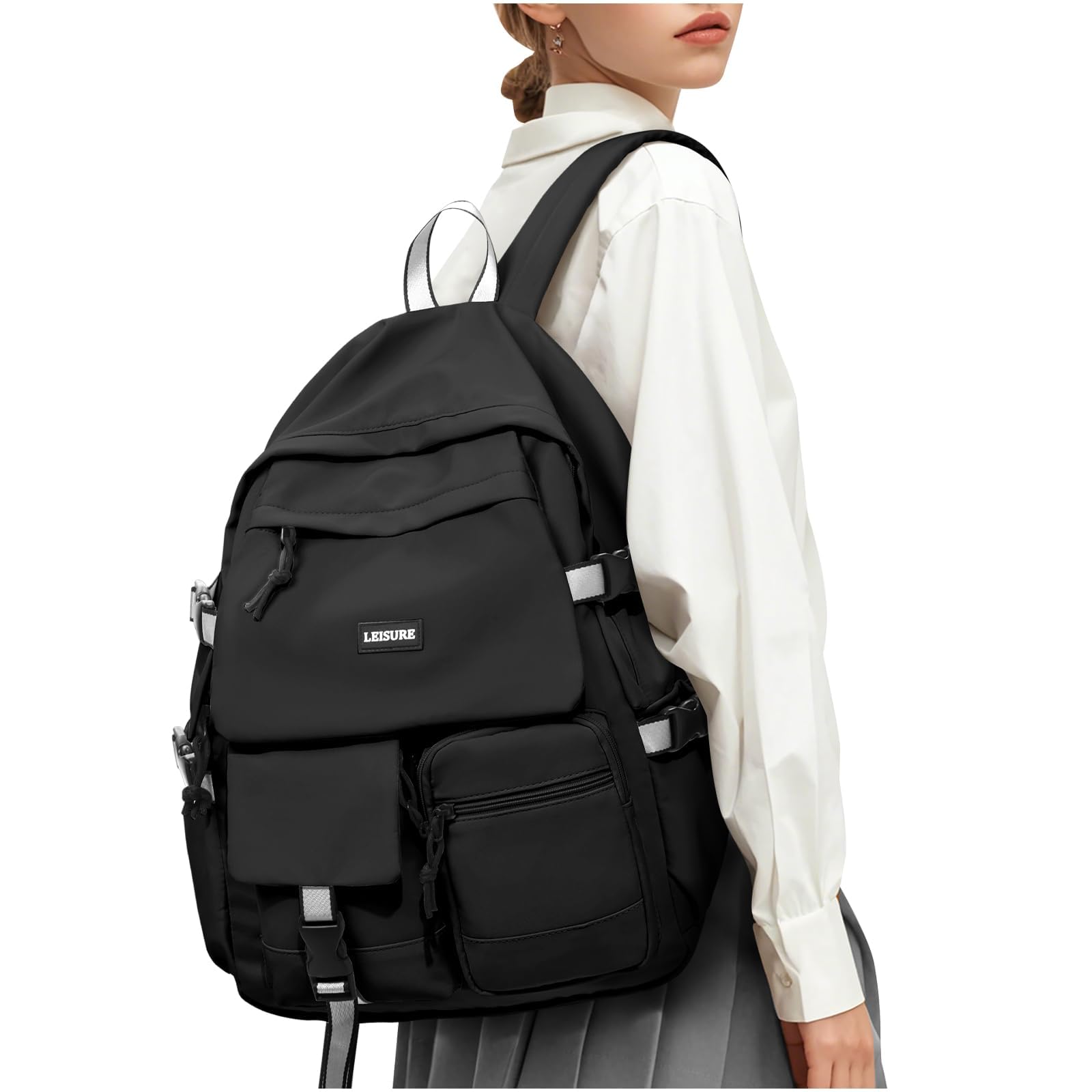 School Backpack Womens, Causal Travel School Bags 14 Inch Laptop Rucksack Bag for Women Teenage Girls Boys Lightweight College Rucksack Water Resistant Students Bookbag Work Daypack