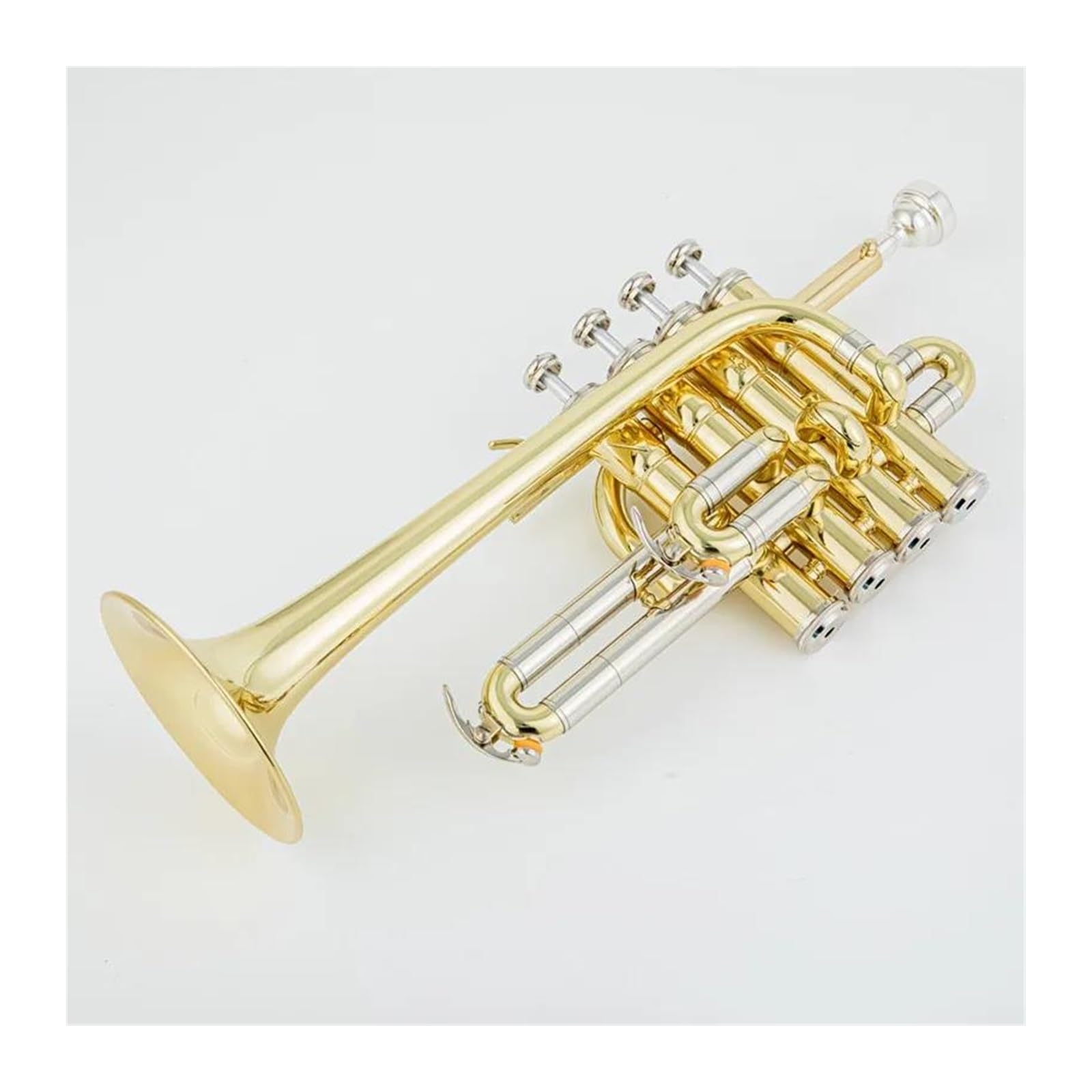 BABYCE Trompete Blasinstrument Professionelle Hochtrompete Bb Piccolo Trompete Messing Gold Silber Lackoberfläche Trompete (Color : Gold)