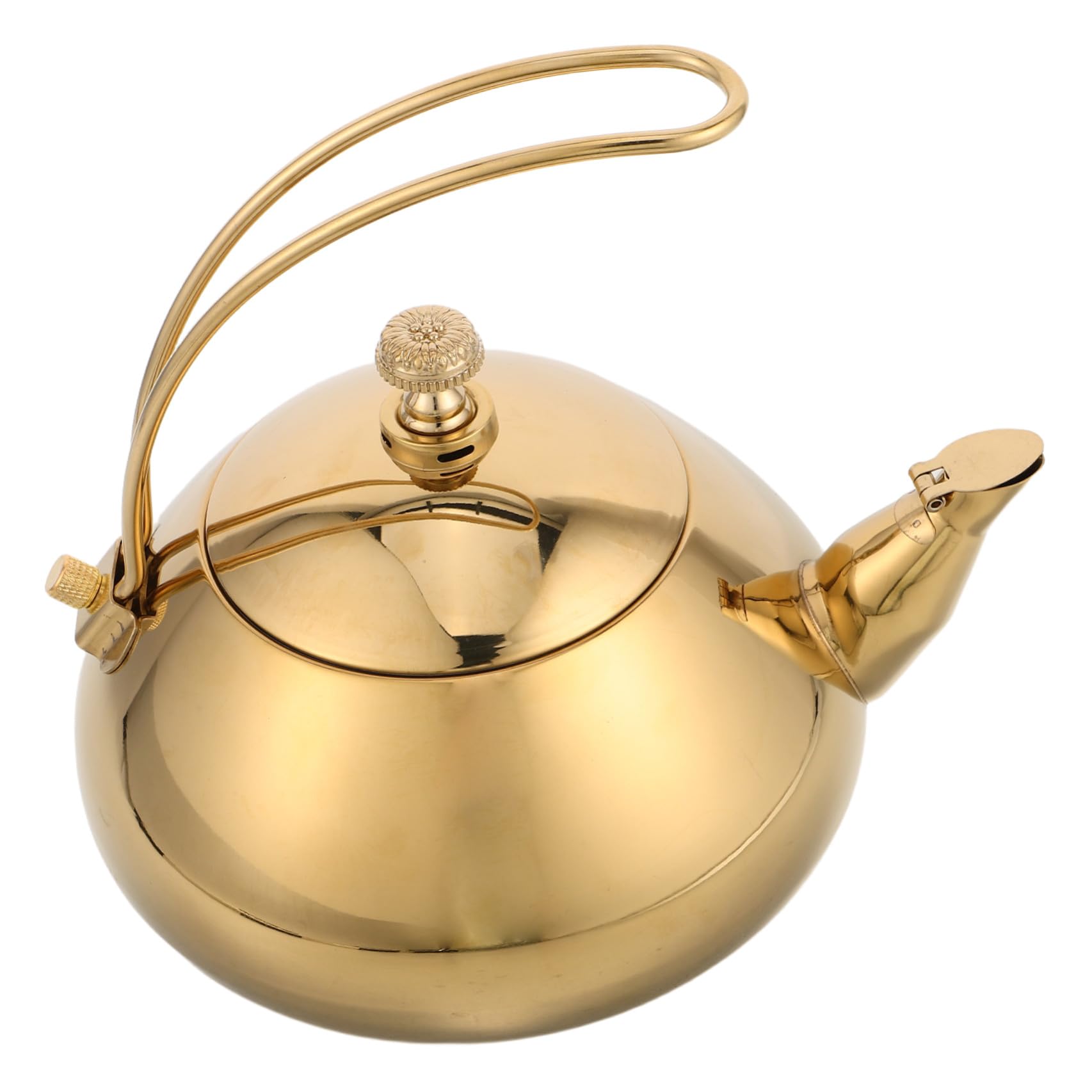 Tetera de Acero Inoxidable de 1, 5 L con Asa, Compatible Inducción | Filtro Incluido, Color Dorado, Uso en Hogar y Oficina, Diseño Elegante y Sencillo