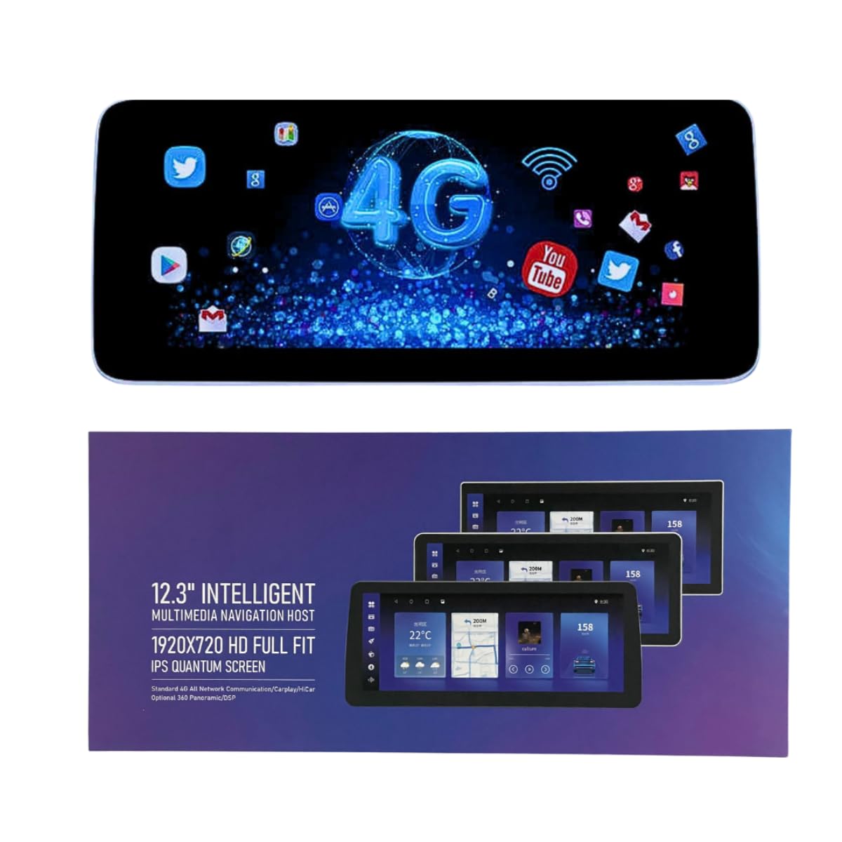 CAR HEAVEN 12.3 inch Android Entertainment System, Full HD Video, IPS Quantum Screen, 4GB + 32GB, Supports Play, Hi , 360° Panoramic View support, DSP, 4G Connectivity, Enhance your driving experience