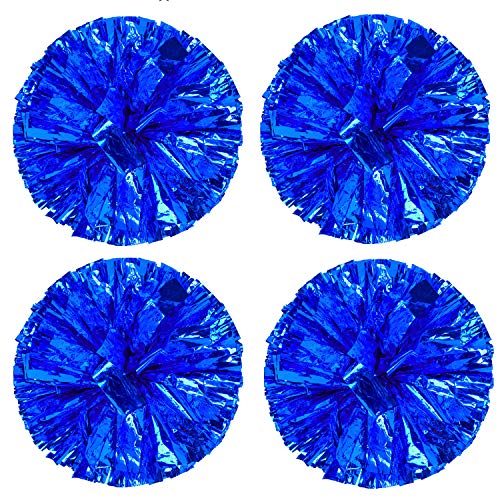 Hlonon 4 Pack Cheerleader Pom Poms Sports Dance Cheer Plastic Pom Poms Cheerleading for Sports Team Spirit Cheering(Blue,50g)