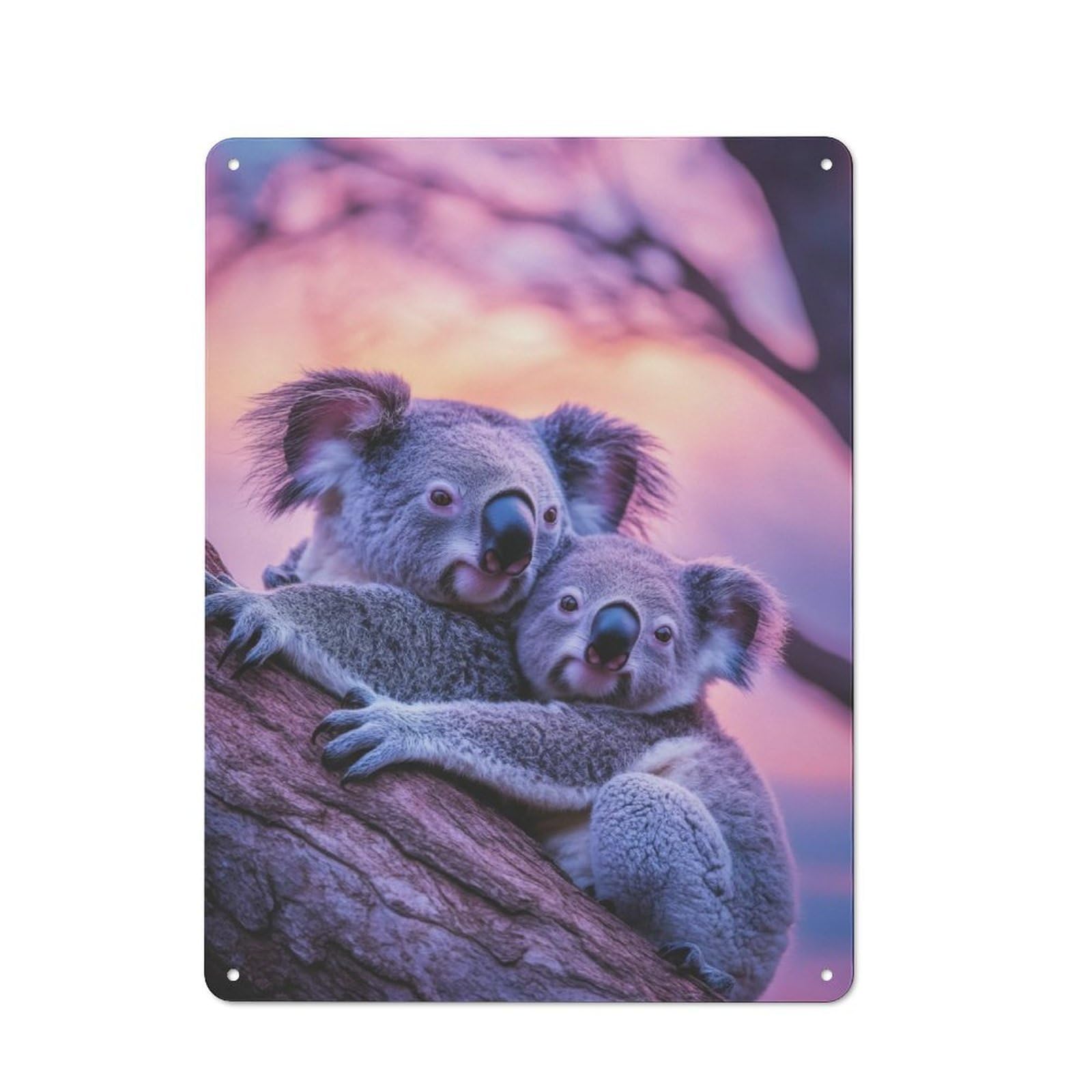 Junmoney Koala Hug At Sunset Retro Metal Plaque 40X30cm For Bar Or Restaurant, Suited To Restaurant Interior Fans