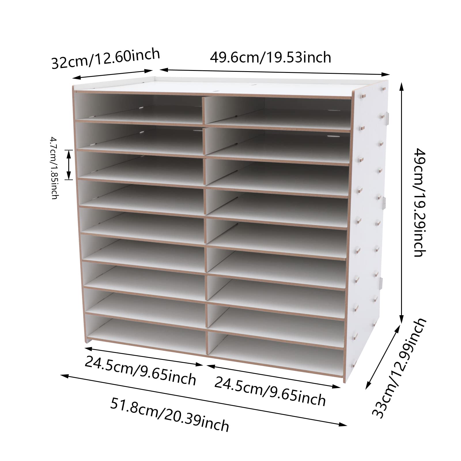 HAPPCUCOE 18 Compartments Wood Literature Organizer, Adjustable Shelves, File Sorter A4 Paper Holder Paper Organizer Storage for Files, Documents, Papers, Magazines