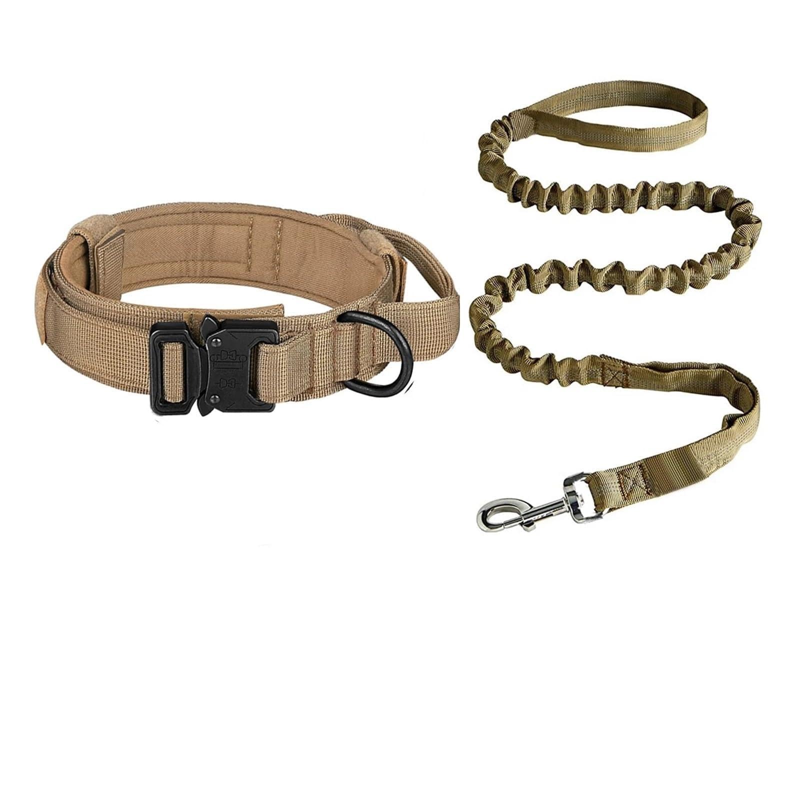 Set Guinzaglio For Collare For Cani Collare For Cani Con Manico E Fibbia In Metallo(Khaki Set,M)