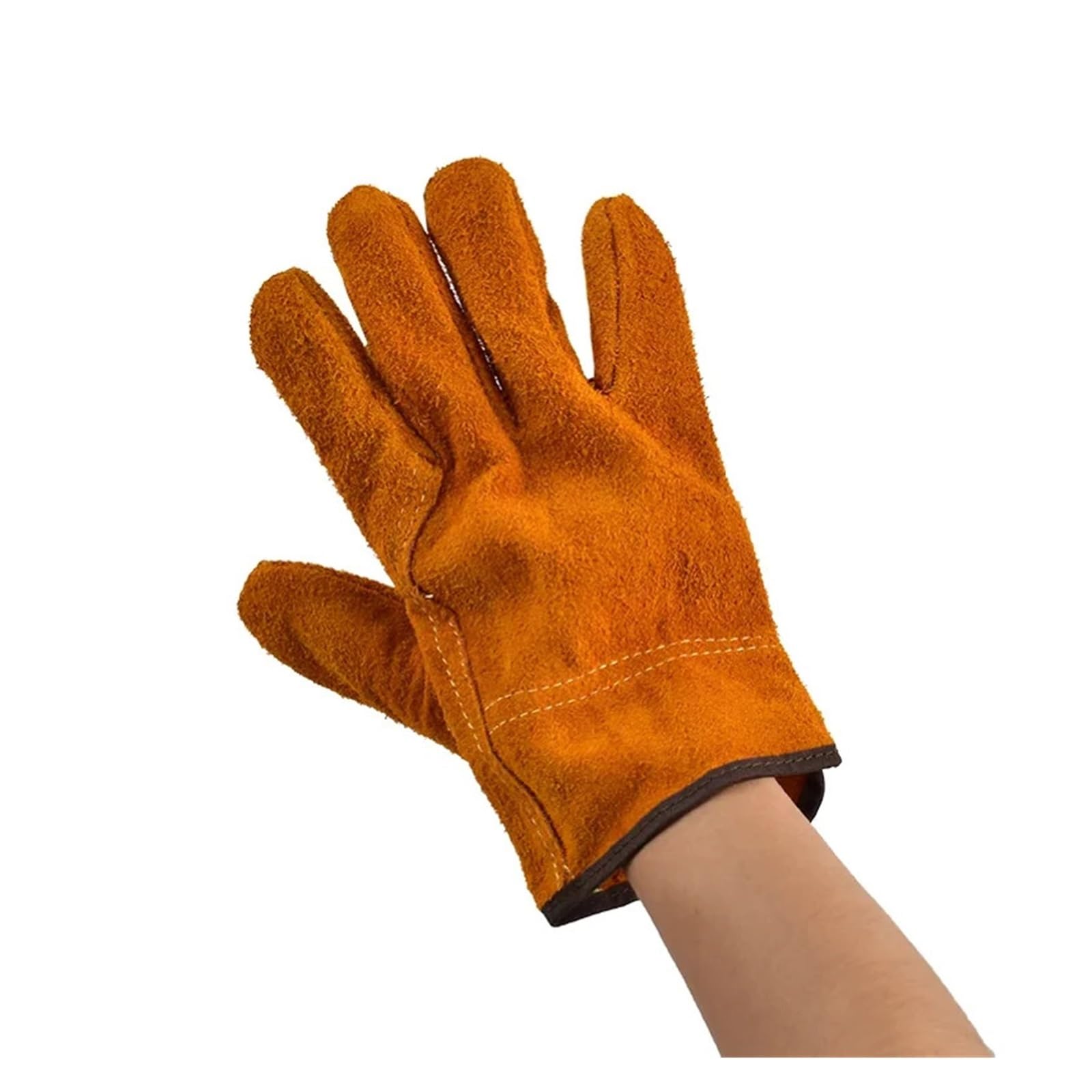 3/5/10 paia di guanti da saldatura in pelle di mucca resistenti al calore filo ignifugo lavoro pesante dito pieno(5pairs)