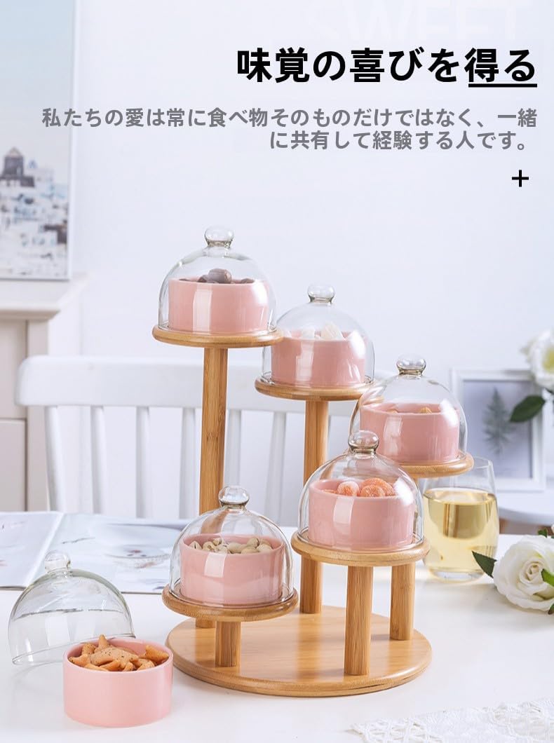 sandqvipaケーキドーム 北欧風 セラミック チョコレートカップ 透明ガラス ふた付き クッキングディスプレイスタンド ケーキ
