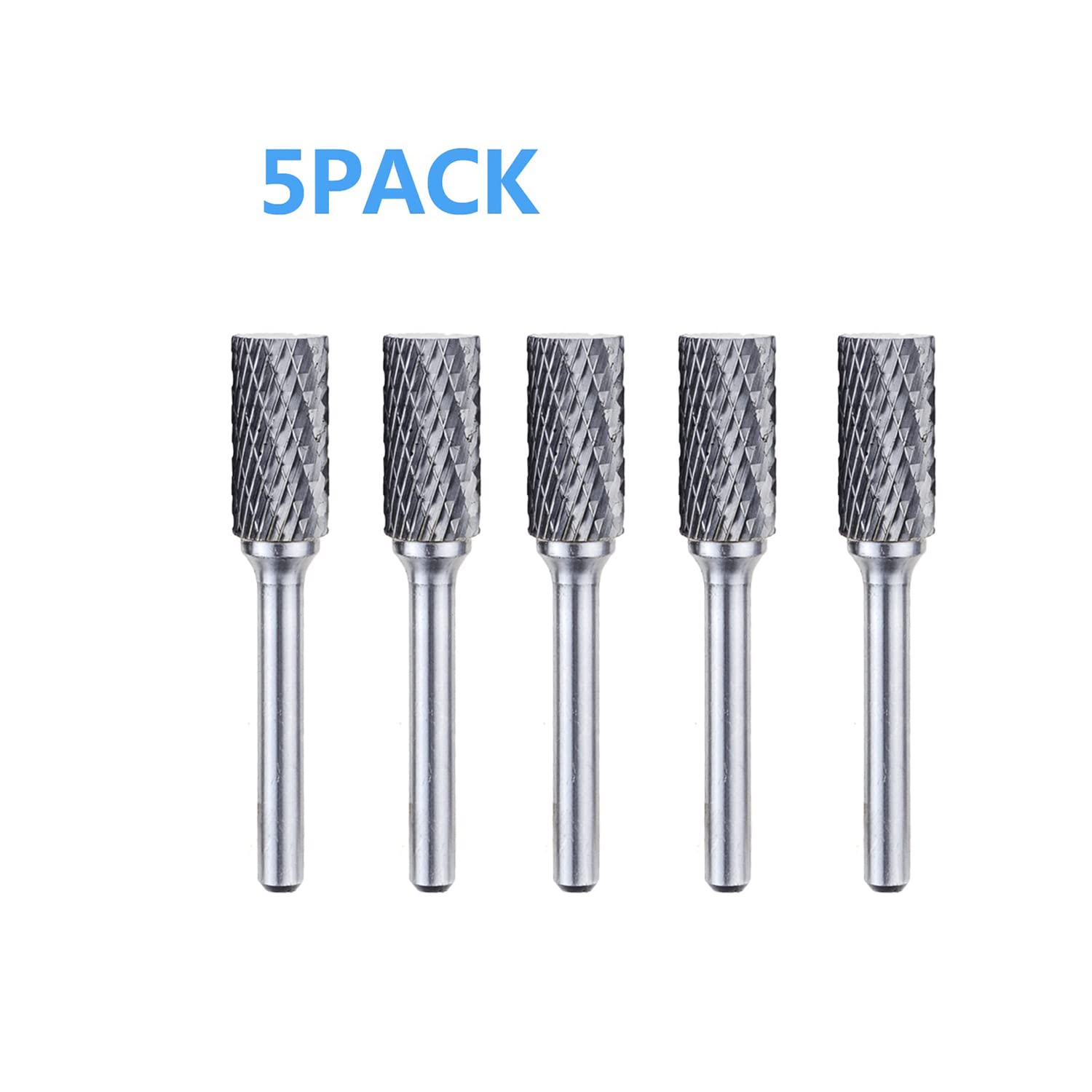 5PCS 1/2 Inch(12mm) SA-5 Tungsten Carbide Burr Rotary File, 1/4"（6mm） Shank Double Cut Rotary File for Rotary Die Grinder Drill Bits