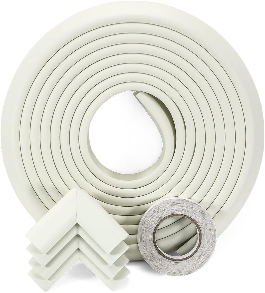 Baby Safety Corner Guard, Table Edge Corner Protector Strip for Kids, Baby Proofing Foam for Furniture Edges & Corner Guard Cushion Set Child Protection Bumper Strip - 4 Meters (White)