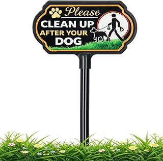 Clean Up After Your Dog Sign, 10 x 5 Inch, Yard Sign with Stake