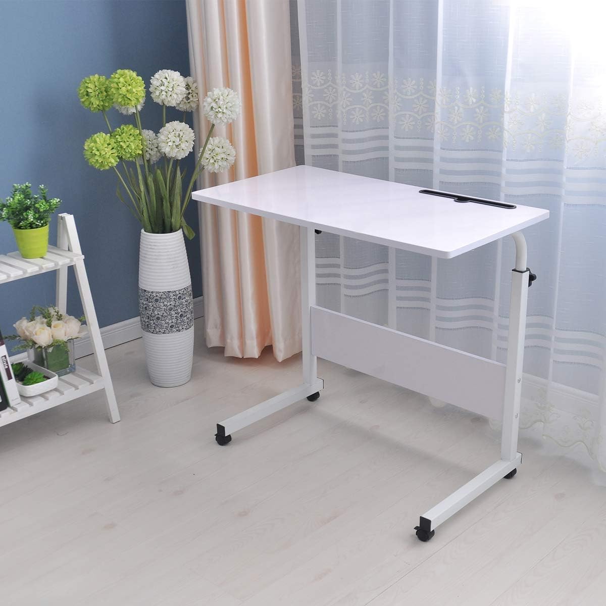 AnRui Mobile Sofa Side End Table Rolling Laptop Desk Adjustable Height Stand Desk Coffee Tray Bedside Table Notebook Tablet Portable Workstation Home Office for Studying Reading Breakfast : Office Products