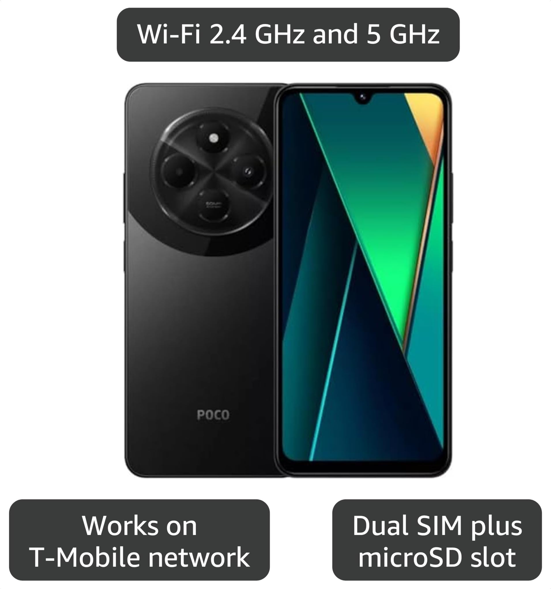 Amazon.com: Poco C75 4G LTE GSM (128GB + 6GB) 50MP Triple Camera