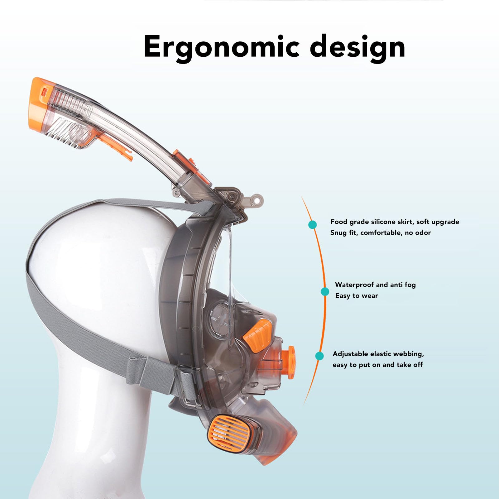 Máscara de Snorkel de Cara Completa, Gafas de Snorkel Antivaho con Tubo de Respiración y Soporte para Cámara, Máscara de Natación Plegable Panorámica Antifugas de 180 ° para