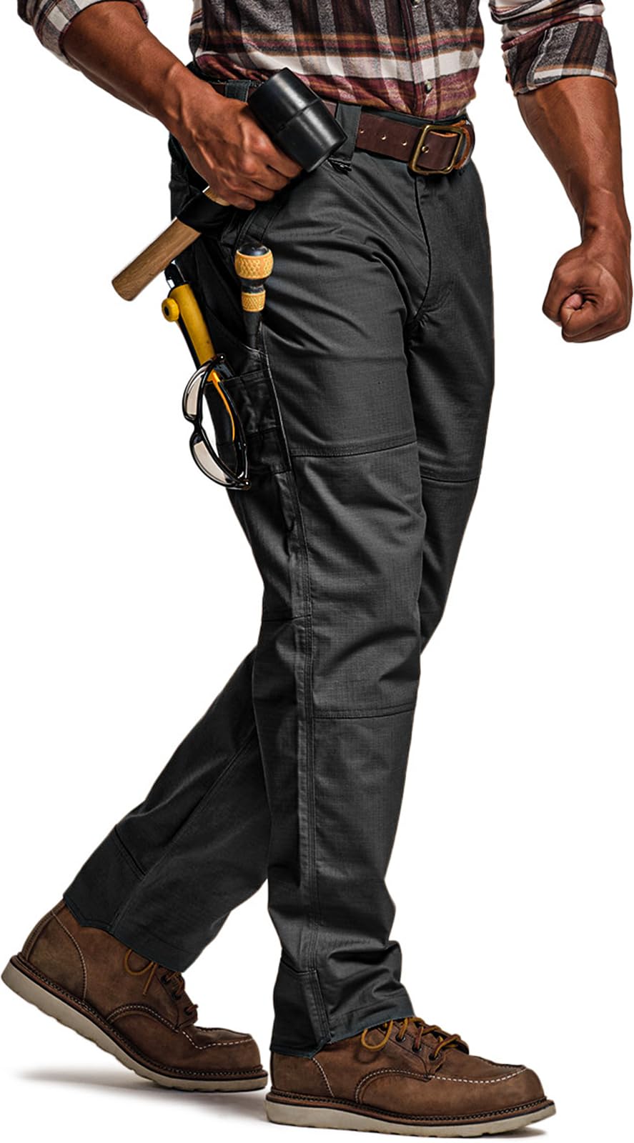CQR Mens Quick Dry Work Pants Water Resistant Outdoor Tactical Pants Lightweight Stretch Cargo Hiking Pants