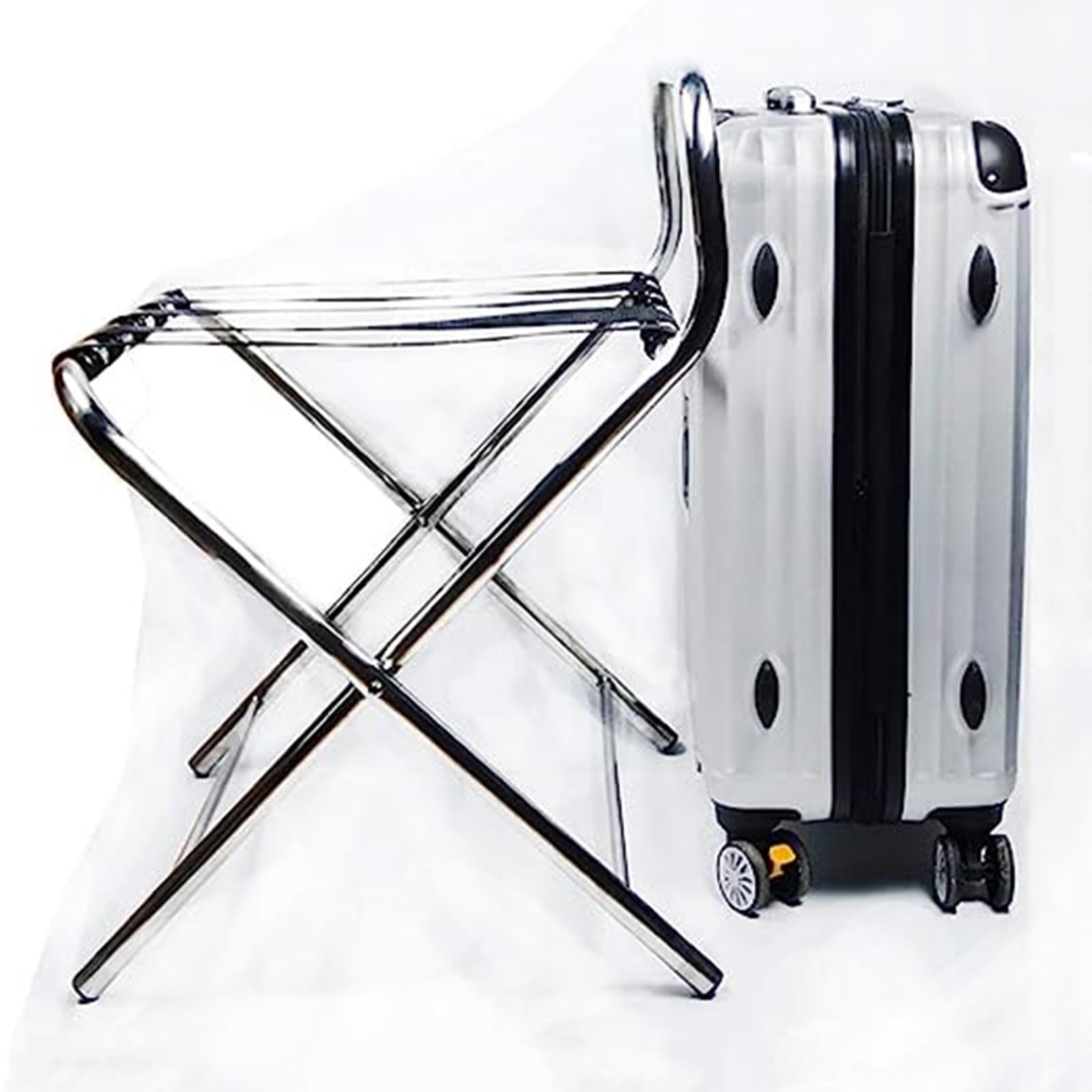 Paquete de 2 Reposa Maletas Hotel - Soporte Maletas Plegable, Porta Maletas Acero Inoxidable, Portaequipajes con Respaldo, Estantería de Equipaje para Hogar Habitación de Invitados Dormitorio