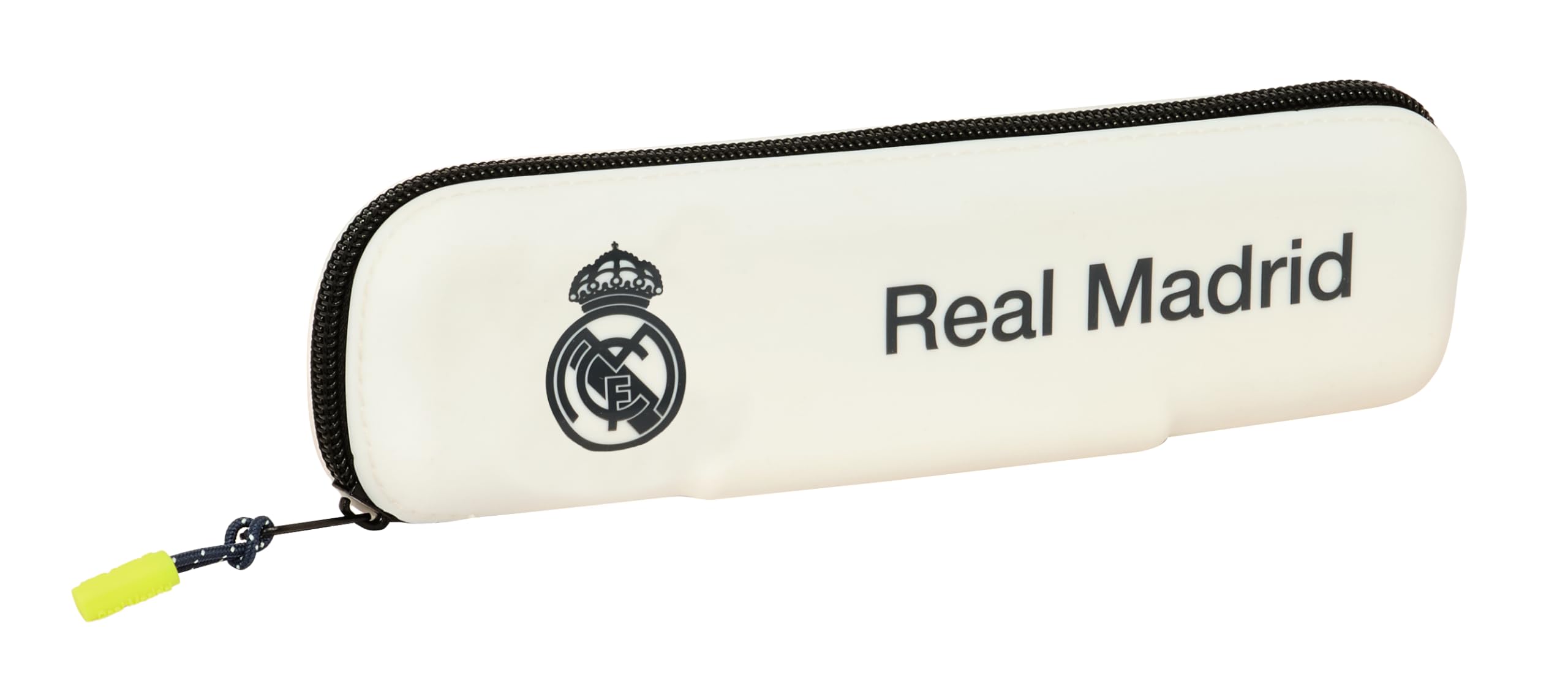 Safta Real Madrid EQUIPACIÓN 25/26 – Narrow Pencil Case, Silicone Pencil Case, Children's Case, Ideal for School Age Children, Comfortable and Versatile, Quality and Resistance, 20 x 2 x 5.5 cm, white