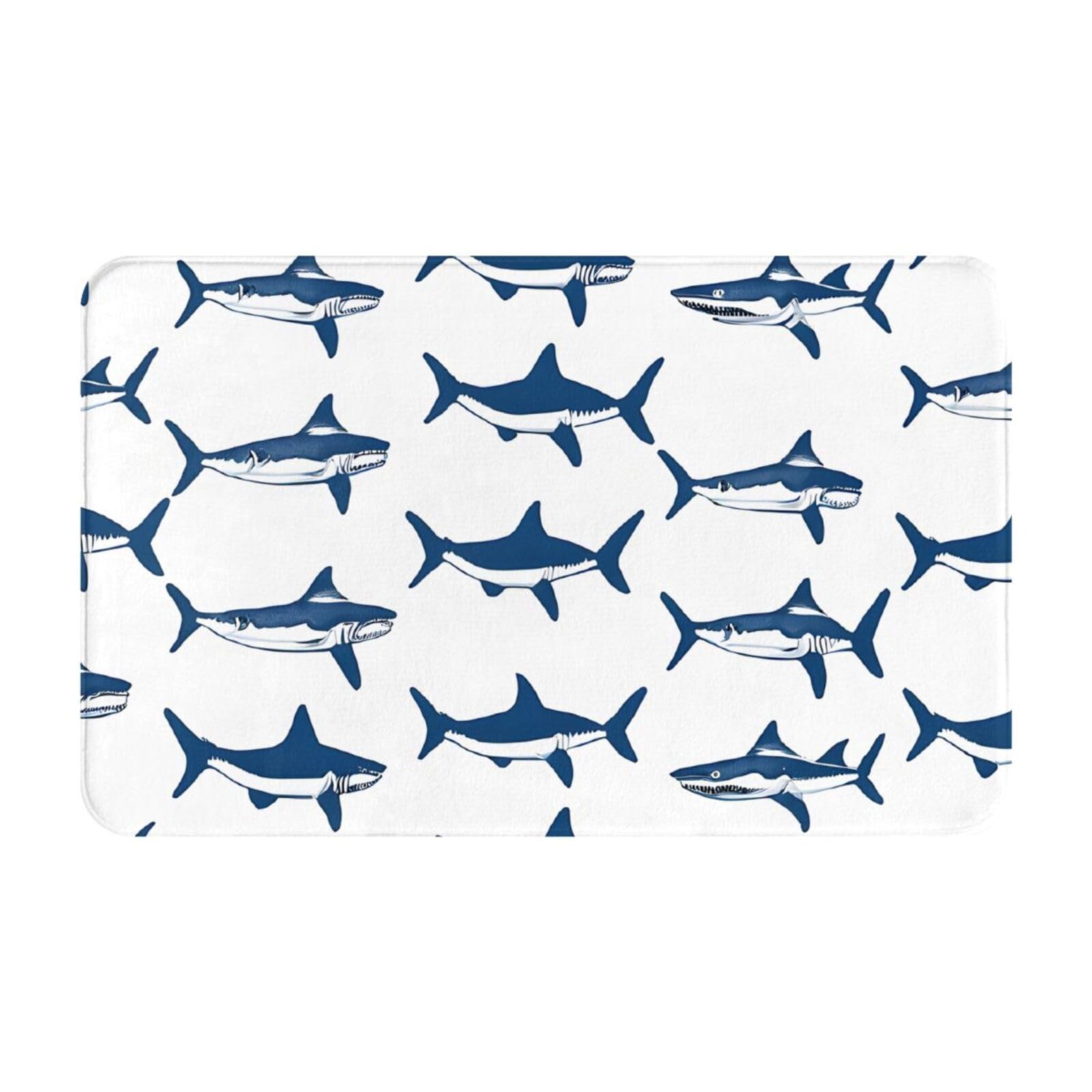 Sharks Print Living Room Bathroom Kitchen Anti Slip and Absorbent Carpet, Indoor Entrance Door Muddy Floor Mat, Ultra Soft Washable Carpet 21x31.5 Inches