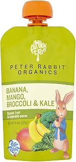 Pumpkin Tree Peter Rabbit Organics, Banana, Mango, and Kale, 4 Squeeze Pouch, Mango, Broccoli & Kale, 4.4 Ounce (Pack of 10)