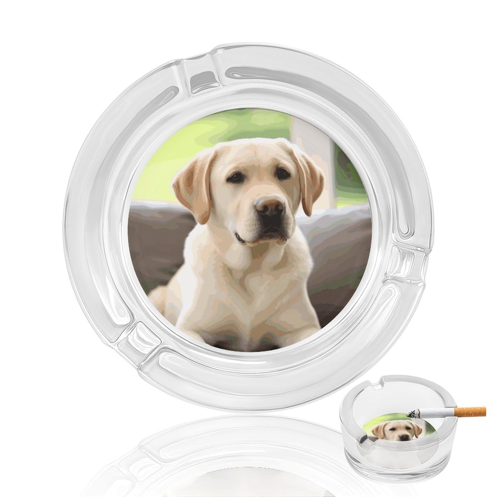 Cendrier en verre joli labrador pour l'extérieur et intérieur