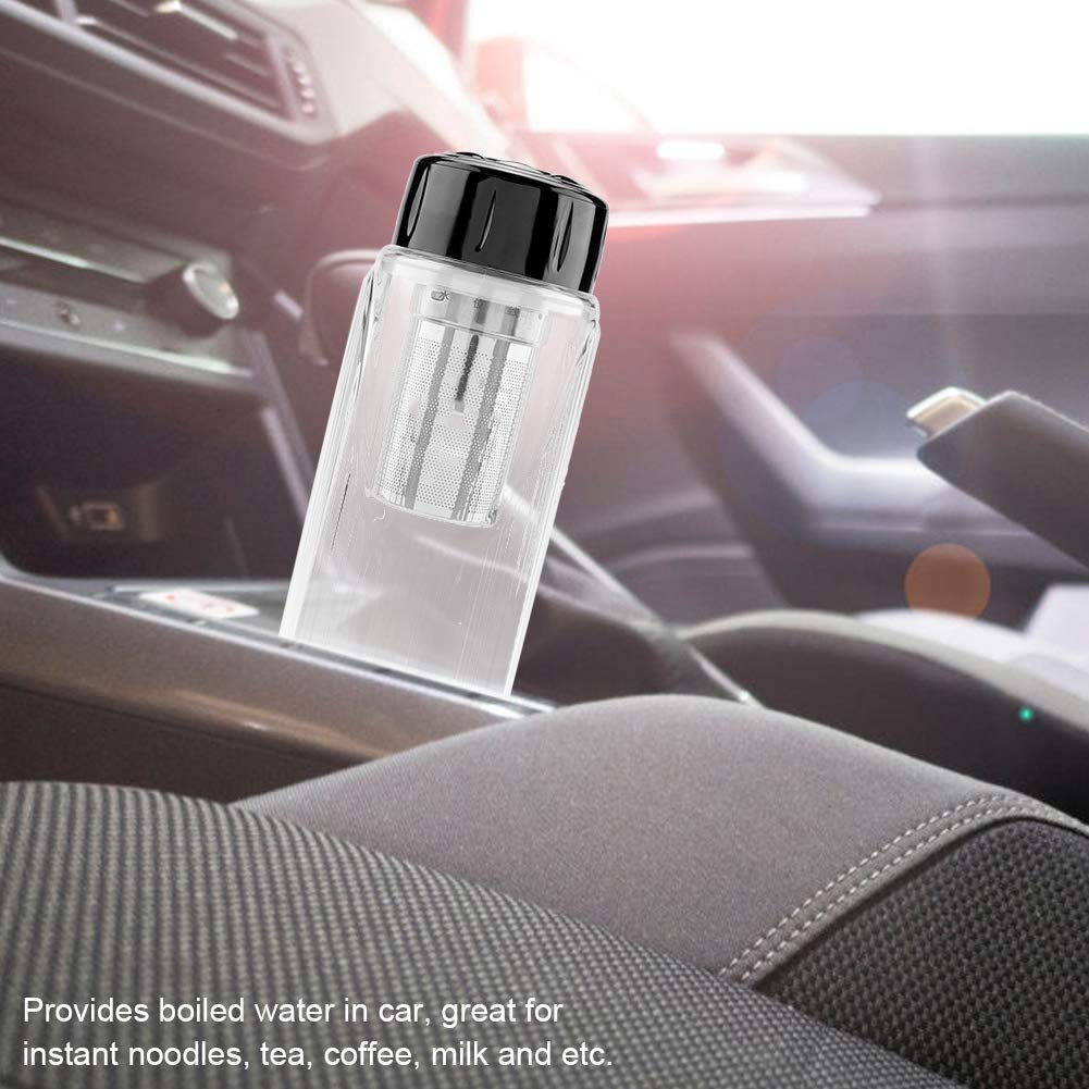 Xinwoer420ml Car EleCup Holder,12V / 24V 95W Car Electric Kettle Travel Tea Mug Water Heating Cup Bottle Holder(Black)