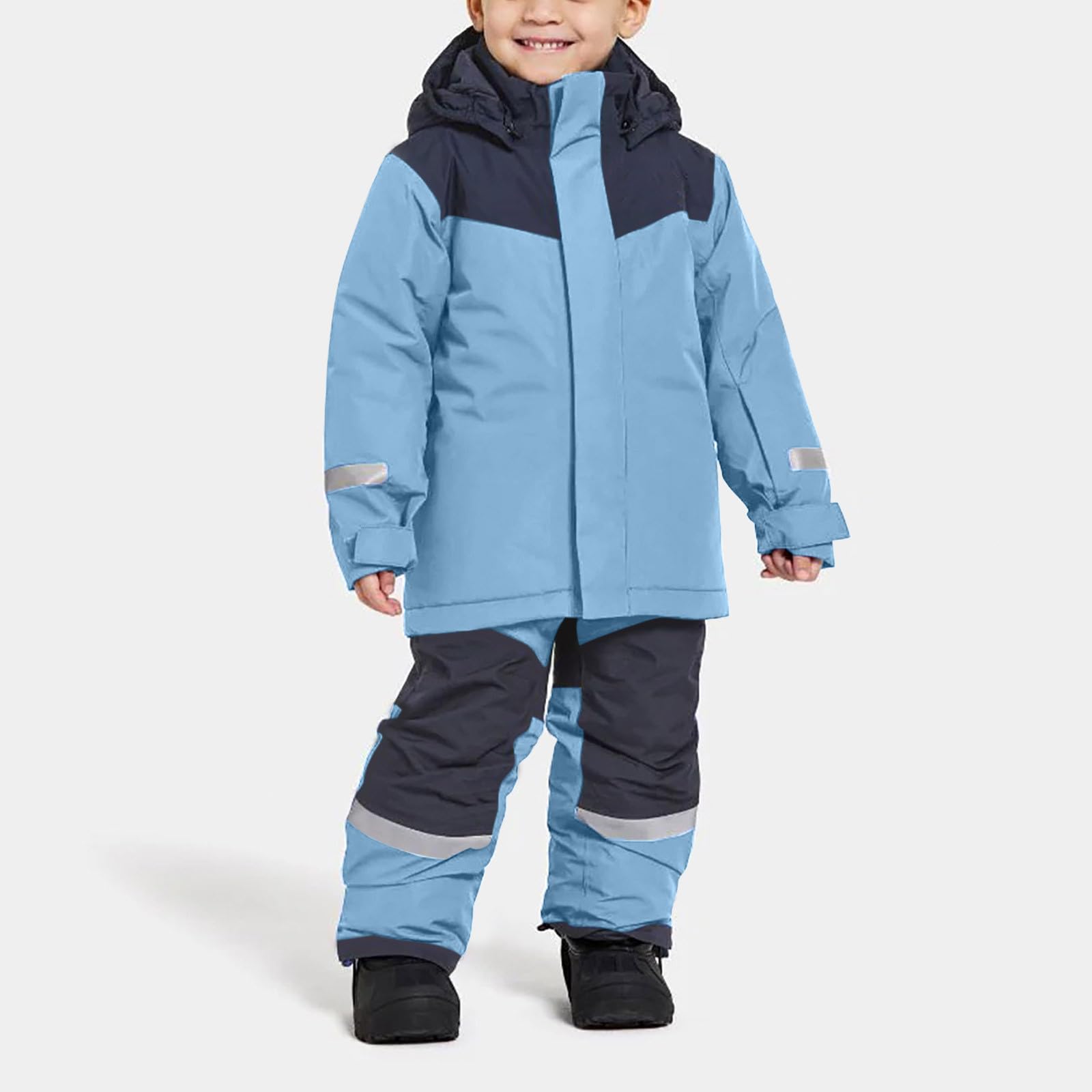 KHIRVWL Abbigliamento Sci Bambino Pantaloni Imbottiti Tuta da Neve di un Pezzo Bambini Invernale Outdoor Antivento, Calda, Impermeabile e Traspirante, Apertura con Cerniera