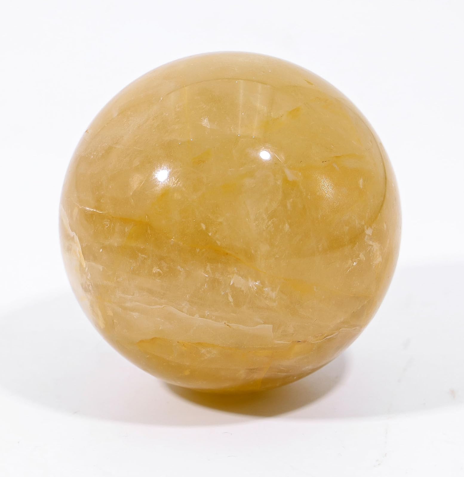 DSZUJTYROP Crystal Ball Stone Yellow Gum Flower Gemstone Sphere Polished Balls for Decoration Fengshui,6.5~7cm
