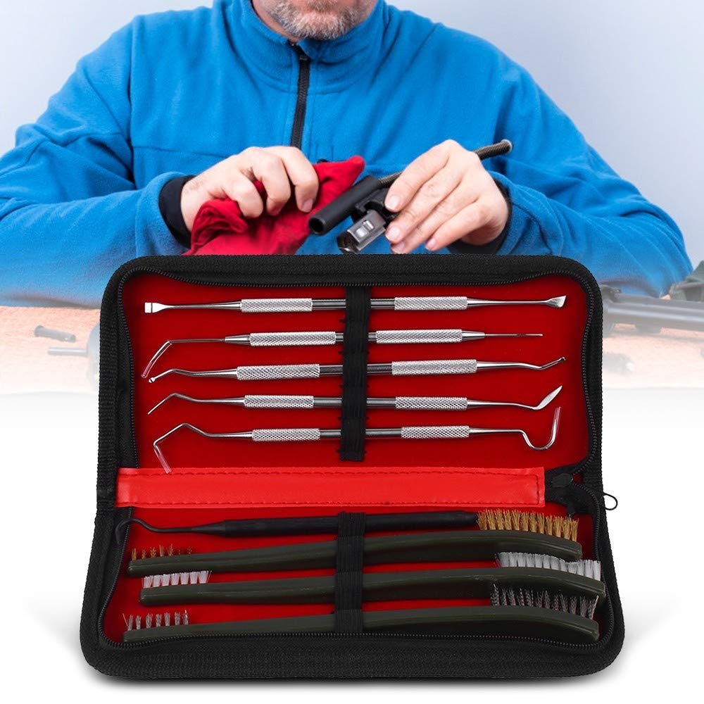 MiOYOOW 8 PCS Kit di Pulizia della Pistola, Spazzole per Pulizia Spazzola per Pulizia a Pistola a Doppia estremità Spazzola in Nylon con Filo di Acciaio in Ottone
