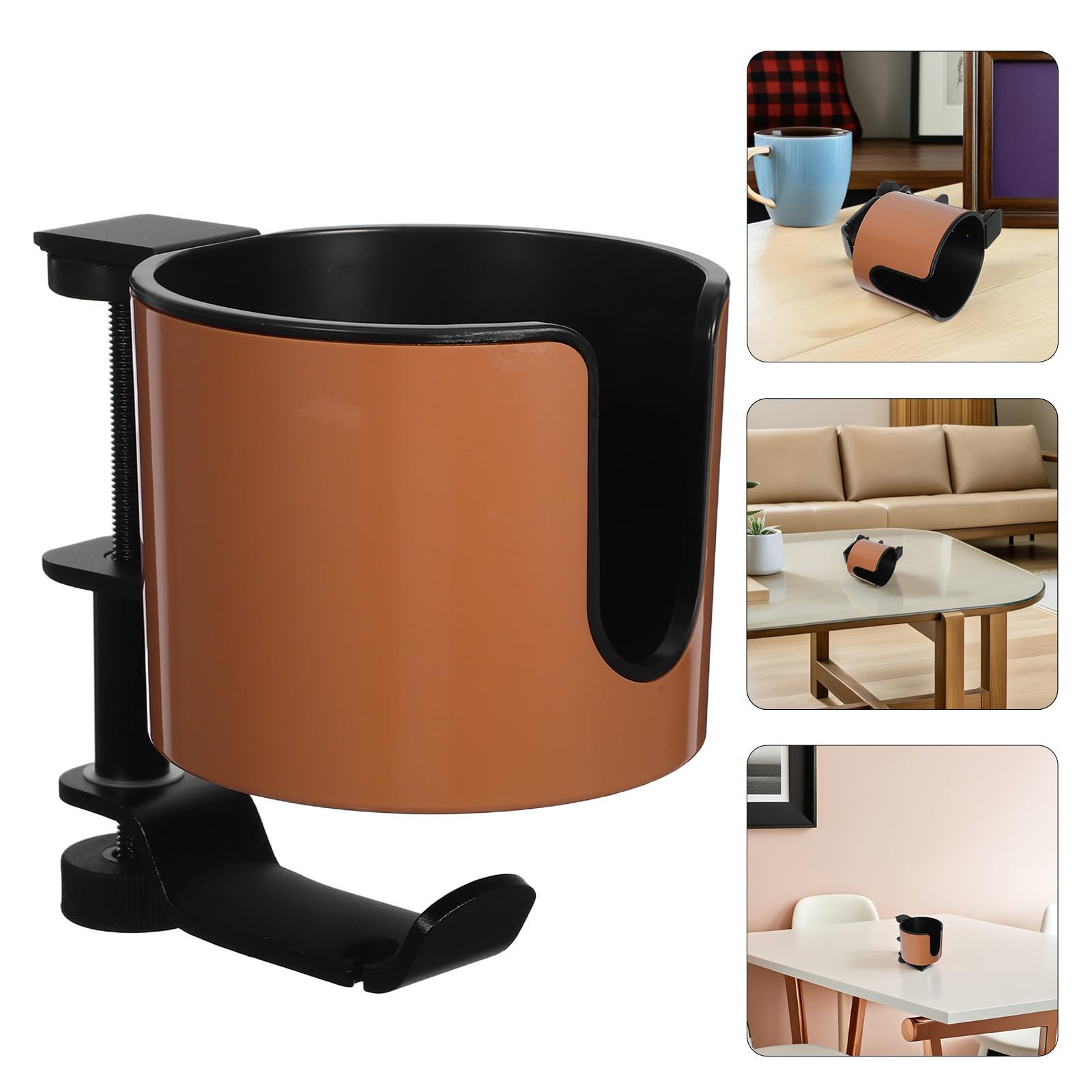 Verstellbarer Becherhalter für Tisch mit Sicherer Schreibtischklemme aus Aluminiumlegierung und Abs 2 in 1 Design für Büro und Arbeitszimmer Platzsparend