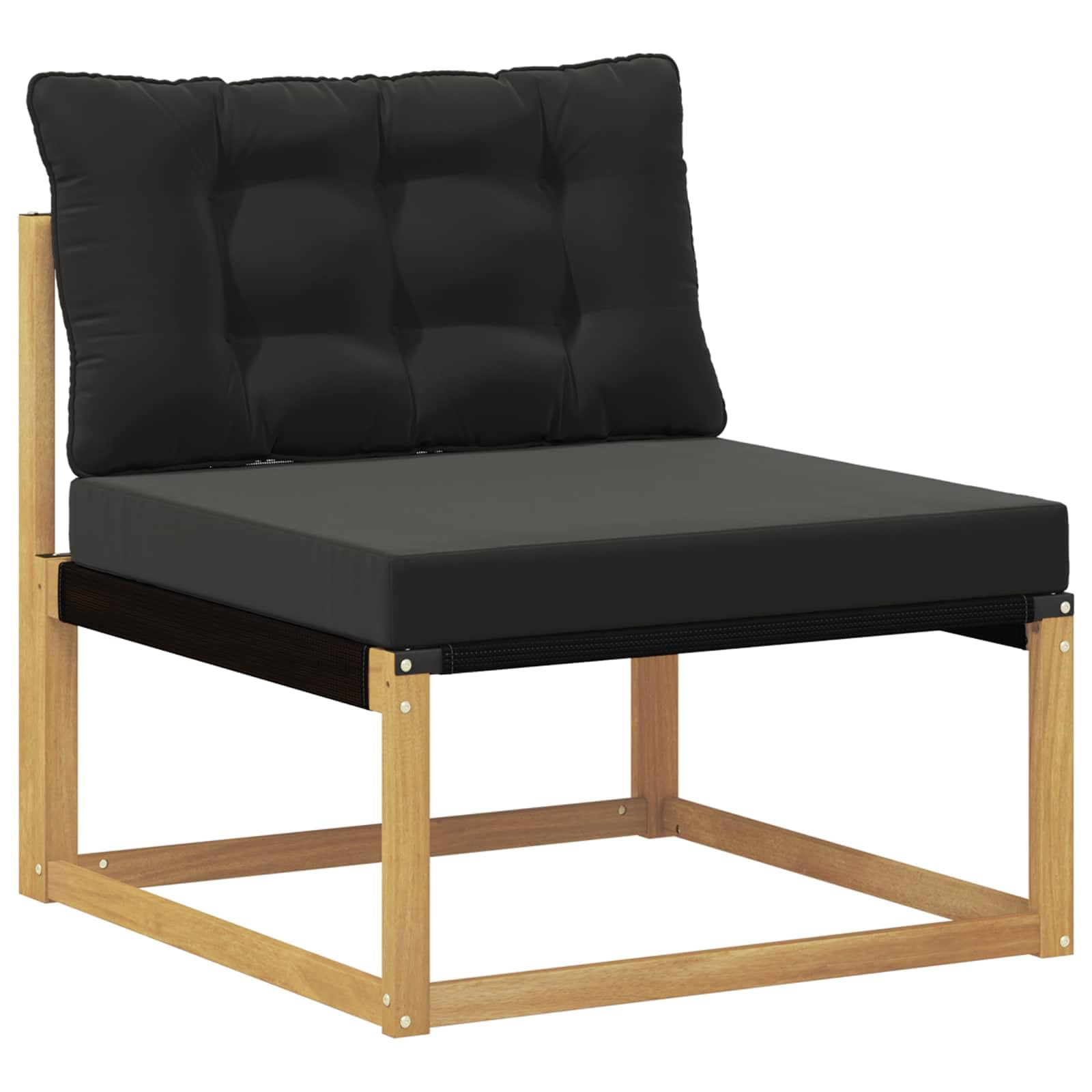 Outdoor-Sofagarnitur mit Kissen 3-teilig Weiß Schwarz wetterfest langlebig modernes Akazienholz für Garten Terrasse Balkon Wohnzimmer Essbereich, platzsparend und vielseitig nutzbar