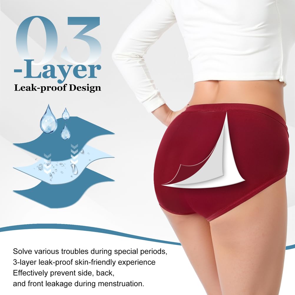 Lot de 5 Culottes Anti-Fuite Femmes Taille Haute Culotte D'incontinence Urinaire pour Flux Abondant & Sport - Coton Doux Respirant Antibactérien - Lavables Invisibles sous Vêtements,N15,S