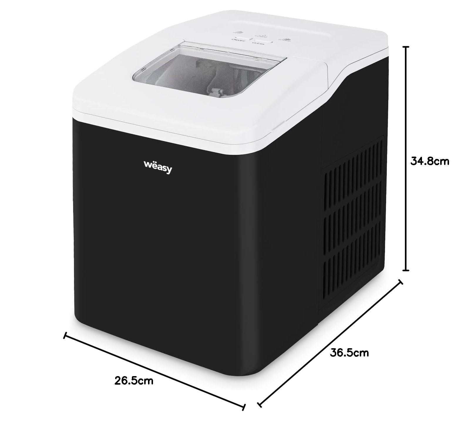 Machine à Glaçons KW12, Prêt en 6min, Fonction Autonettoyante, 12kg en 24h, Electrique, Bac Amovible, Silencieuse 1,5L, Pelle à Glaçons