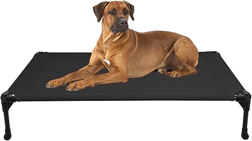 Veehoo - Cama elevada para perros con refrigeración cuna elevada portátil para mascotas con malla lavable y transpirable pies de goma Beige