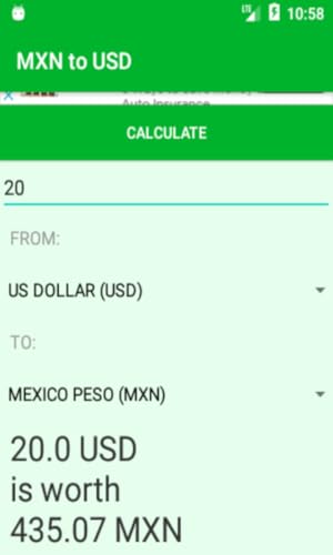 Mexico Peso to USD Dollars Converter